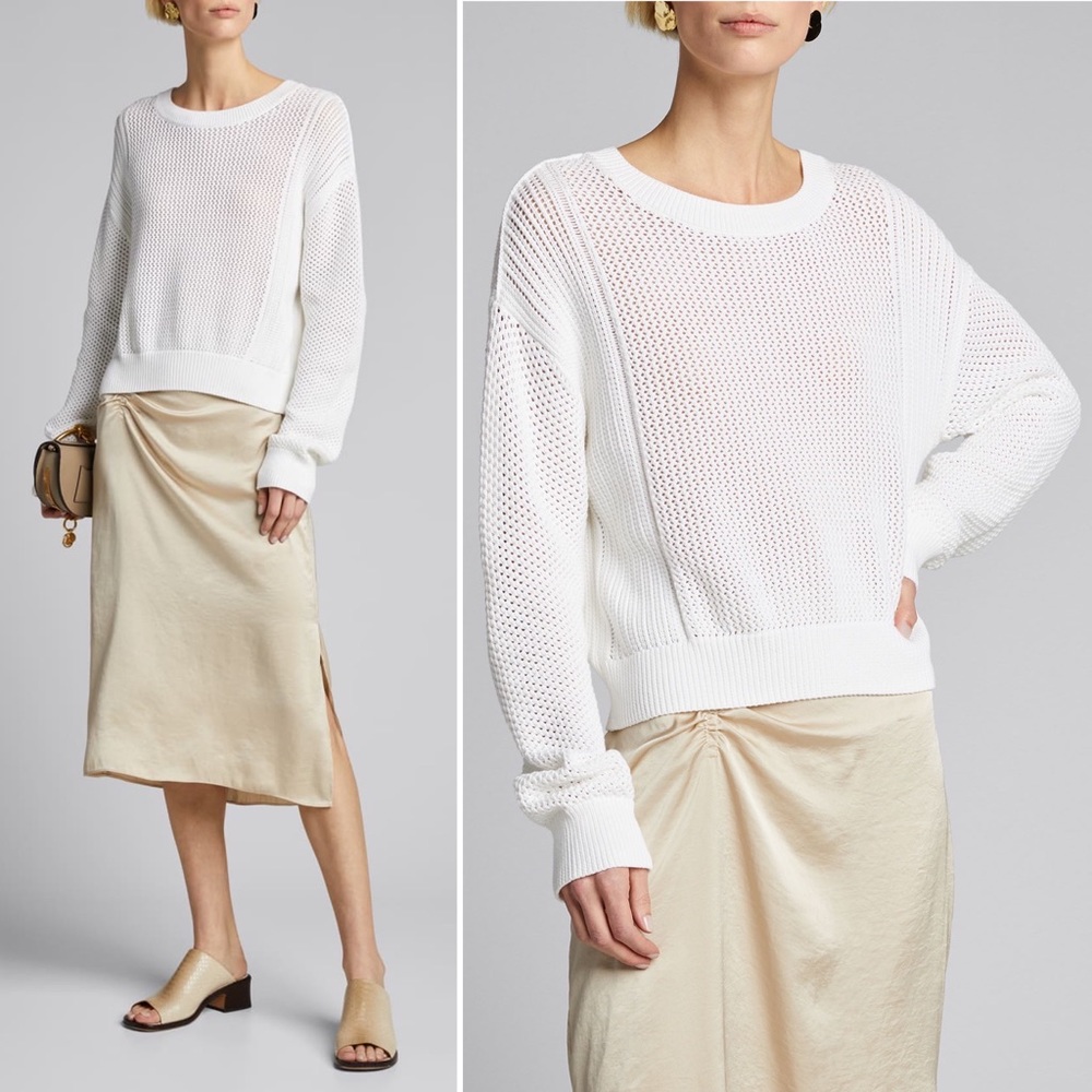 🎉NWT🎉 VINCE Mixed Mesh/Open-Stitch Sweater szXL